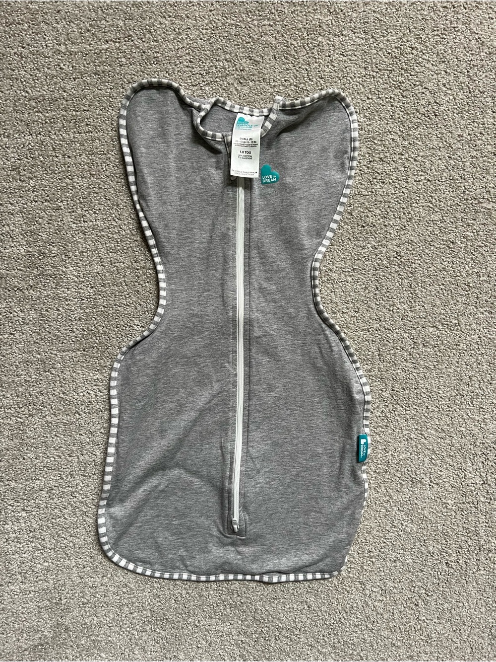 Love To Dream Grey Infant Swaddle | Soft Grey Baby Sleep Sack Size Small